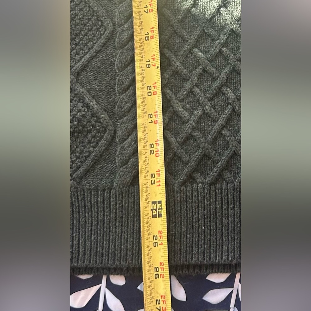 Madewell Oversized Cable Knit Sweater Vest Dark Green Wool Blend Preppy Academia - Picture 5 of 8